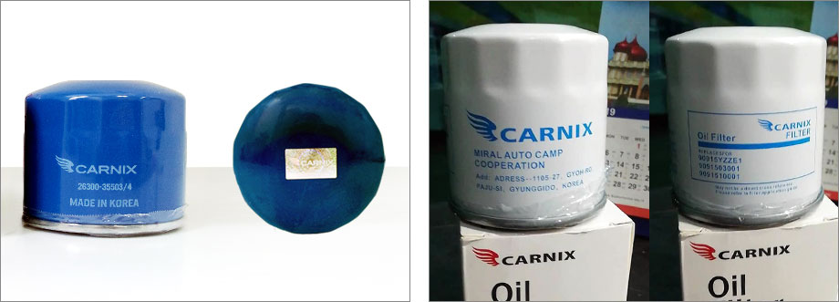 Differences between genuine CARNIX oil filters and counterfeits
